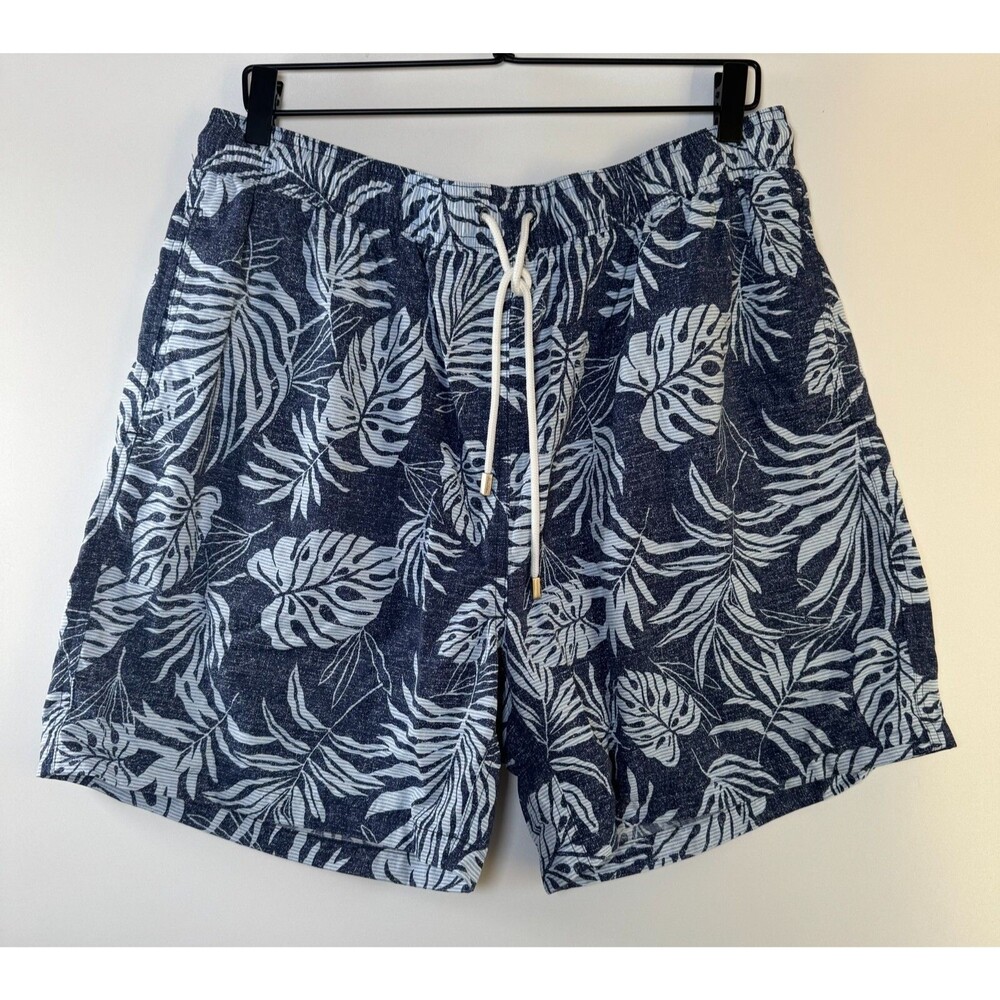 Brooks Brothers‎ Swim Trunks Mens XL Navy Blue Tropical Beach Resortwear Preppy